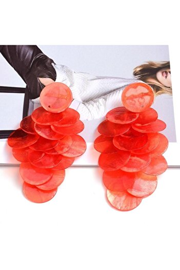 Pursehuit Orange earrings, with overlapping round pieces, Gina C4