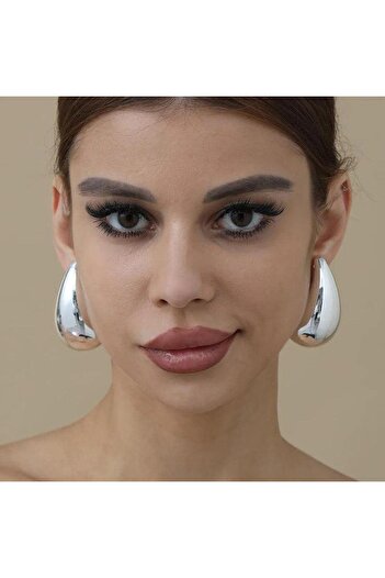 Pursehuit Silver earrings, oversized, water drop shape, Munda C13