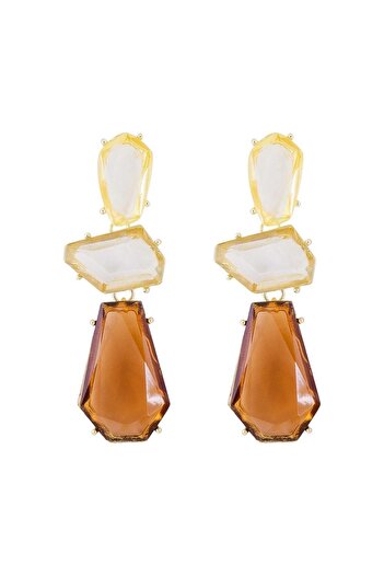 Pursehuit Golden earrings, with brown stones, Pille C7