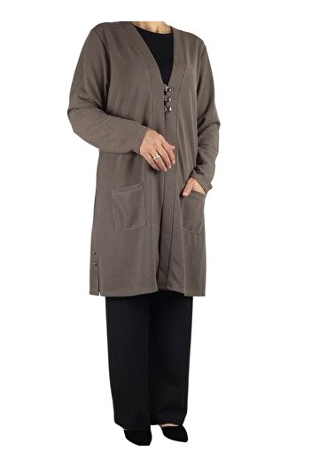 ECE GİYİM Women's Three Button Front Seasonal Cardigan with Pockets