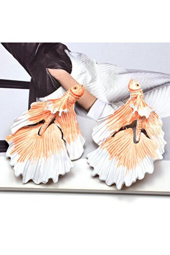 Pursehuit Orange earrings, fish-shaped, Germaine C5