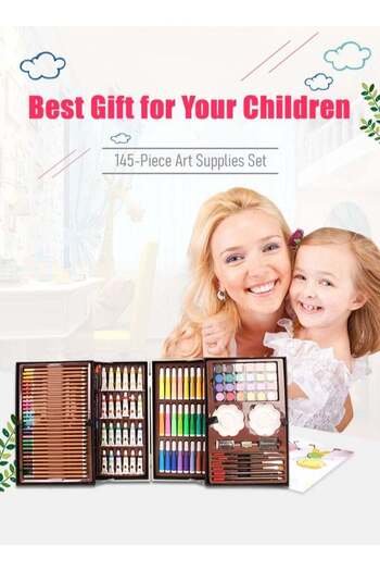 fulina 145-Piece Art Supplies Set,Drawing Art Kits, Watercolor Crayon, Oil Pastels, Sketch Pencil, Eraser
