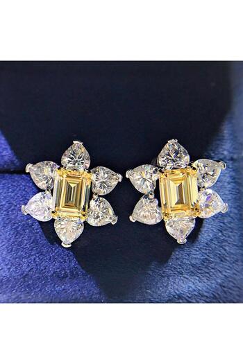 Pursehuit Silver earrings, flower shape, with zirconia stones, Sidonia C16
