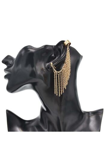 Pursehuit Gold earring, ear cuff, with fringes, Saphira C3