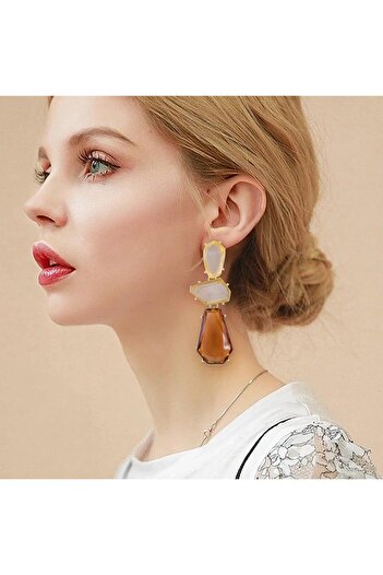Pursehuit Golden earrings, with brown stones, Pille C7
