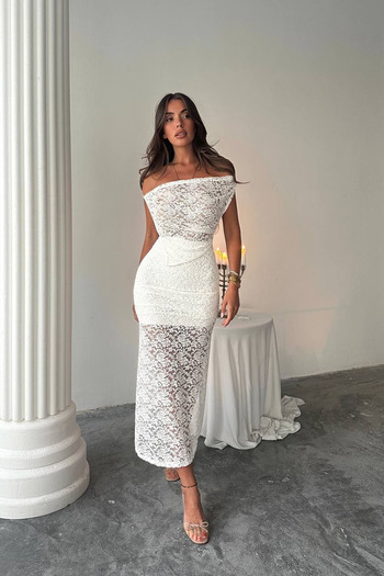 XXL BUTİK Women's White Lining Lace Suit X-Nbdf163