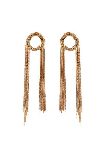 Pursehuit Long golden earrings with knot and fringes, Helmut C5