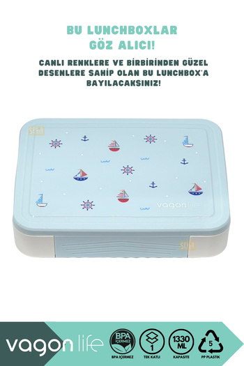 Vagonlife Bento 1330ml Lunch Box New Collection Single Layer 5 Compartments Pp Plastic Children's Lunch Box Food Container