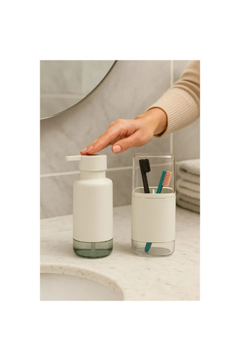 Skygo Set of 2 Liquid Soap Dispenser and Toothbrush Holder