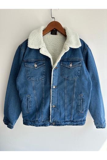 tiggirmoda Men's Fur Lined Denim Jacket