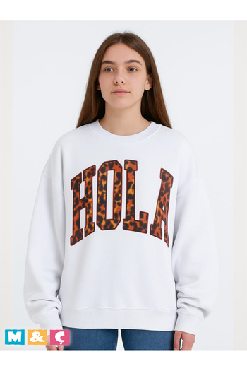 MÇ FAMİLY STORe Bi̇sklet Yakadi Hodi̇e Oversized Sharpened Thick Unisex Sweatshirt with Leopard Print