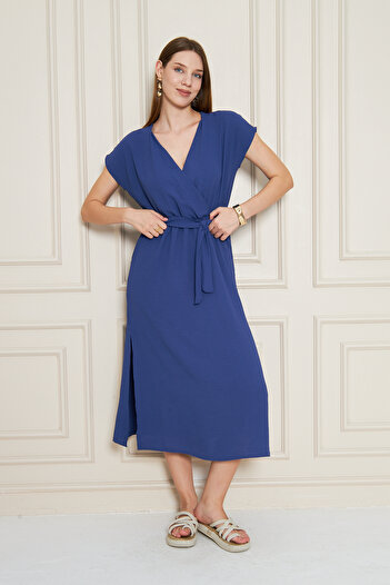 NEW LAVİVA Rochie Aerobin pentru femei, cu decolteu dublu, cu buzunar elastic cu detaliu de fante 700-3764