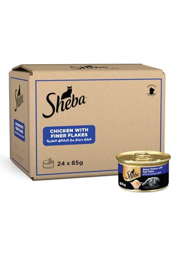 SHEBA Cat Food Chicken with Finer Flakes Can, Pack of 24x85g