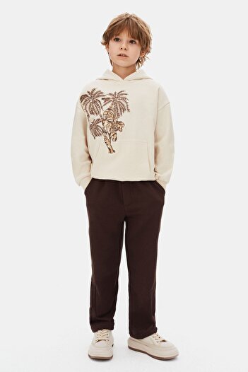 HAUSEkids 8-14 Years Old Tiger Palmiya Boy's Suit-Ecru