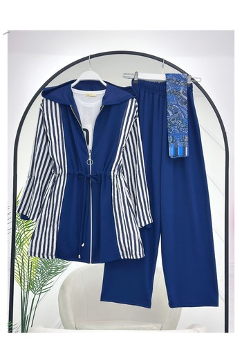 YEDİLALE Belden Tunnel Drawstring Zipper Jacket Pants Double Set [38-46 Size Range]