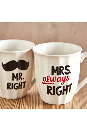 Generic Mr. & Mrs. 2-Piece Porcelain Mug Set - 354 ml