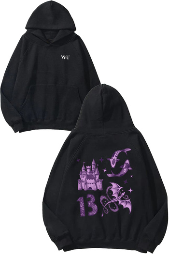 THEWERT Taylor Swift 10 Design Back Printed Black Hooded Sweatshirt