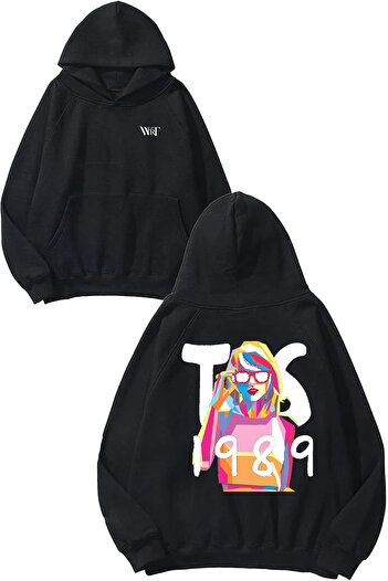 THEWERT Taylor Swift 16 Design Back Printed Black Hooded Sweatshirt
