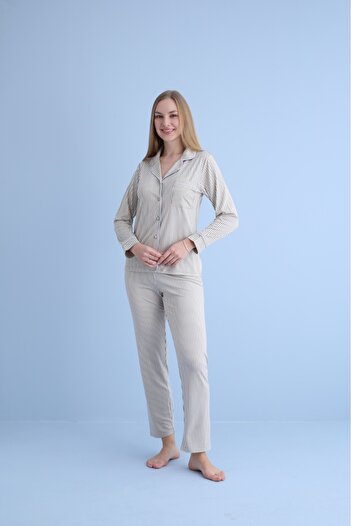 pijamaworld Milan Front Buttoned Pajama Set
