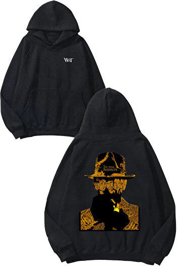 THEWERT The Usual Suspects 7 Design Back Printed Black Hooded Sweatshirt