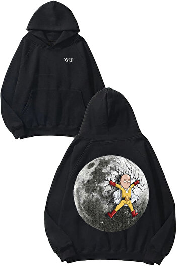 THEWERT One Punch Man 9 Design Back Printed Black Hooded Sweatshirt