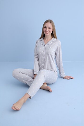 pijamaworld Milan Front Buttoned Pajama Set