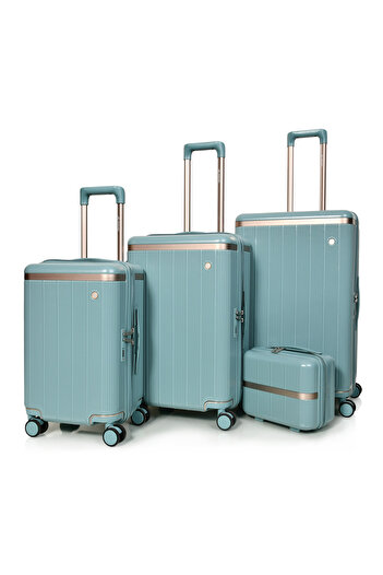 MORANO Durable and lightweight four-piece suitcase with four spinner wheels and a numbered security lock.