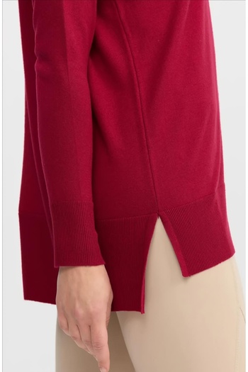 Desen Desentriko V-Neck Front and Back Slit Sweater