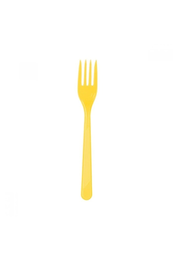 BAL10 DÜNYASI Bal10 Plastic Yellow Color Forks 25 Pieces