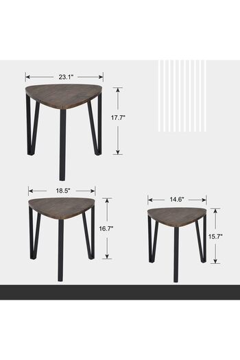 Crestj Industrial Nesting Coffee Table Set - 3 Stackable Tables for Living Room, Bedroom, Home