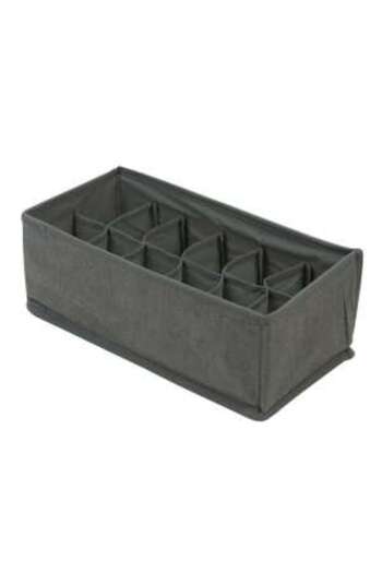 Mercaton Foldable Storage Box with 12 Pockets, Rigid Side Walls, Max. 4 kg, 32 x 16 x 12 cm, Gray