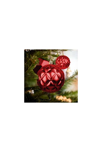 Mercaton Set of red Christmas tree balls 6 pieces/pack matte color