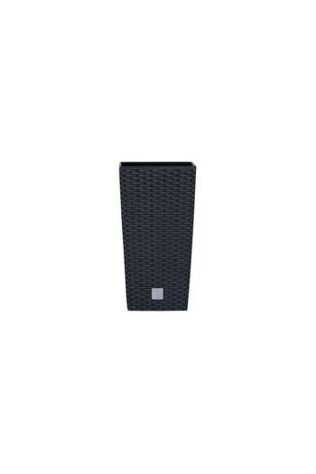 Prosperplast Decorative Flower Pot, Square, 32.5×32.5×61 cm, Rattan-Imitation, Anthracite,