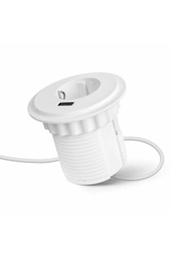 DELIGHT Priza Incorporabila cu USB si sistem Pop-Up pentru birouri sau blat bucatarie, 60 mm, 230V / 2.1A, A