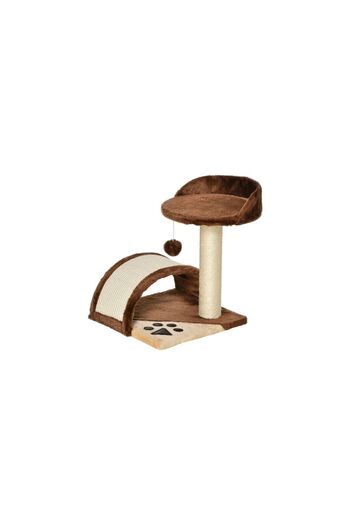 Mercaton Cat play set, with platform, bed/deck and tassel, brown and beige, 35.5x37x46