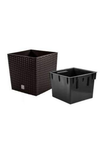 Prosperplast Decorative Flower Pot Mercaton, Material PP, UV Resistant, Rattan Imitation, 22.523 cm, Brown