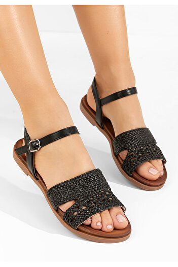 B T Shoes Černé sandály bez podpatku Ilynca