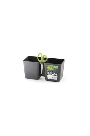 Prosperplast Decorative Flower Pot, Double, Anthracite, 2.5 L, 24.4x11x12 cm, Twins Cube