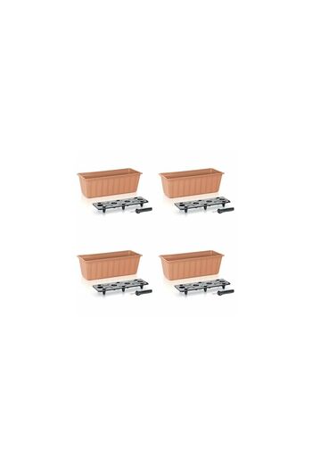 Mercaton Set 4 decorative planters with irrigation system, 11 L, 60x18x14 cm, brown,
