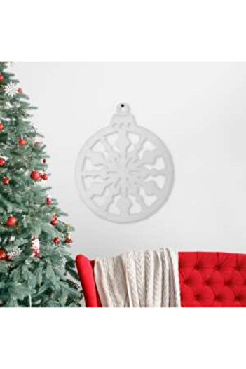 Mercaton Decor de perete Crciun glob de brad 39.5 x 42 cm alb / auriu