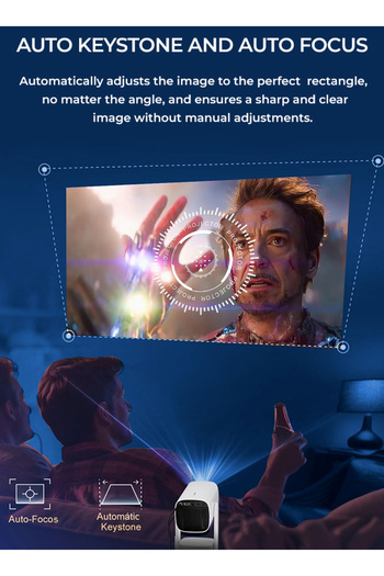 Eworld Rechargeable 5000 Lumens HD Smart Mini Projector, 4K Support, 150-Inch Rotating Display