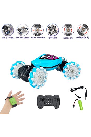 Magicway Bilekten Kontrol El Sensörlü Uzaktan Kumanda Sarjlı Işıklı Sesli 4x4 Drift Atan Akrobat Stunt Araba