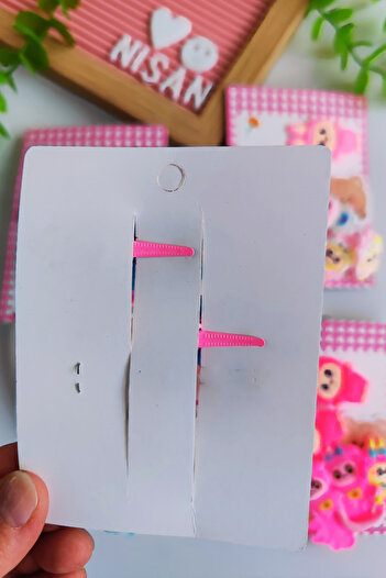 Nisankids Labubu Girl's Hair Clip Set (1 Pair of Hair Clips - 2 Pairs of Rubber Hair Clips)