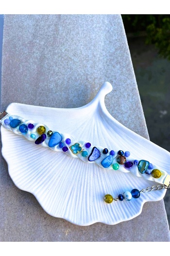 madam shushu Handmade Stone Decorated Bracelet (Ribbon Weave)