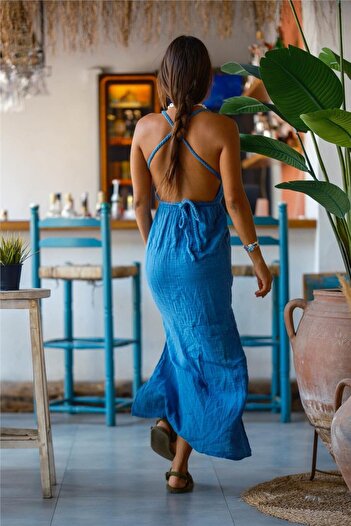 Miss Boheme Indigo Color Aphrodite Hair Braided Muslin Dress