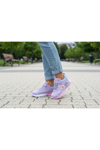 pediashoes LABUBU KIZ ÇOCUK LİLA RENK HAFİF VE ESNEK SPOR AYAKKABI 26 İLE 30 NO ARASI IŞIKLIDIR