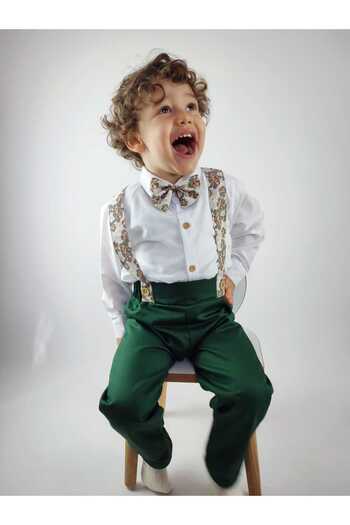 GAMZEAKKUŞ Long Sleeve Shirt, Salopet Suspender Pants, Bow Tie 3-Piece Boys' Set