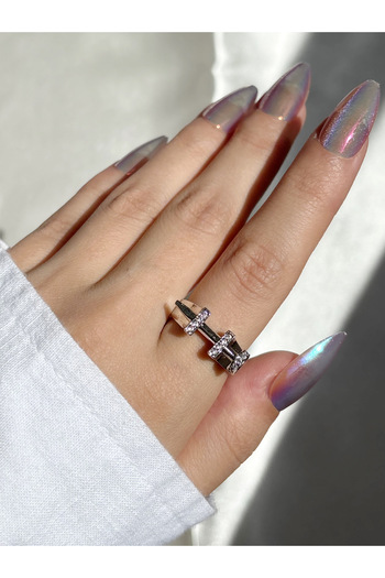 Eylülün Takısı Women's Silver Color Stone Nail Ring