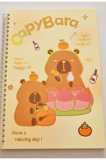 Modellino Spiral Bound Licensed Capy Bara Glitter Gilded Cover 72 Sheets A4 Lined Notebook