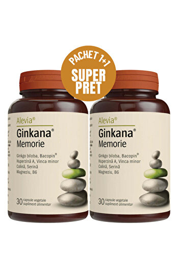Alevia Ginkana Ginkgo Biloba 120mg Package, 30 Tablets + 30 Free Tablets,